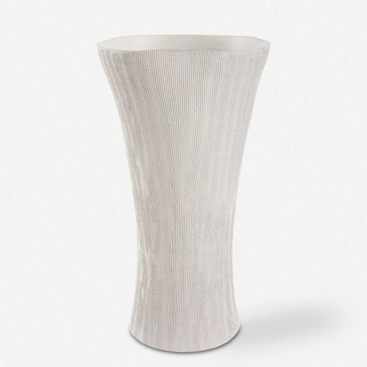 Uttermost Floreana White Textured Ceramic Tall Vase - Image 2