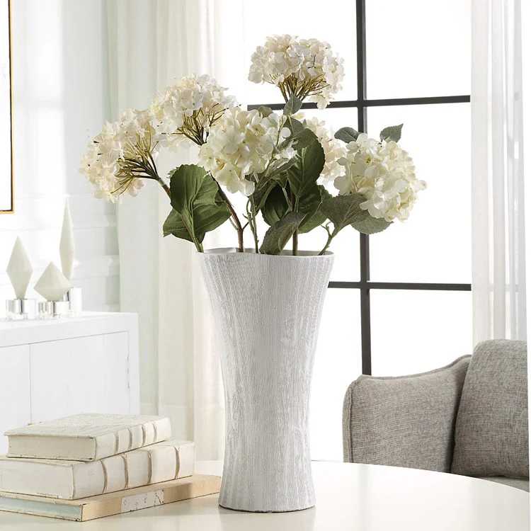 Uttermost Floreana White Textured Ceramic Tall Vase - Image 3