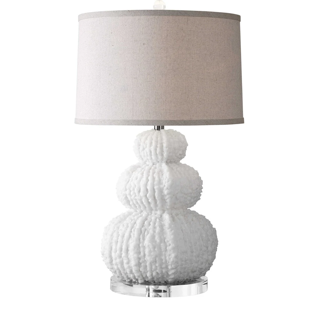 Uttermost Fontanne Ivory Textured Ceramic Table Lamp With Beige Linen Shade - Image 4