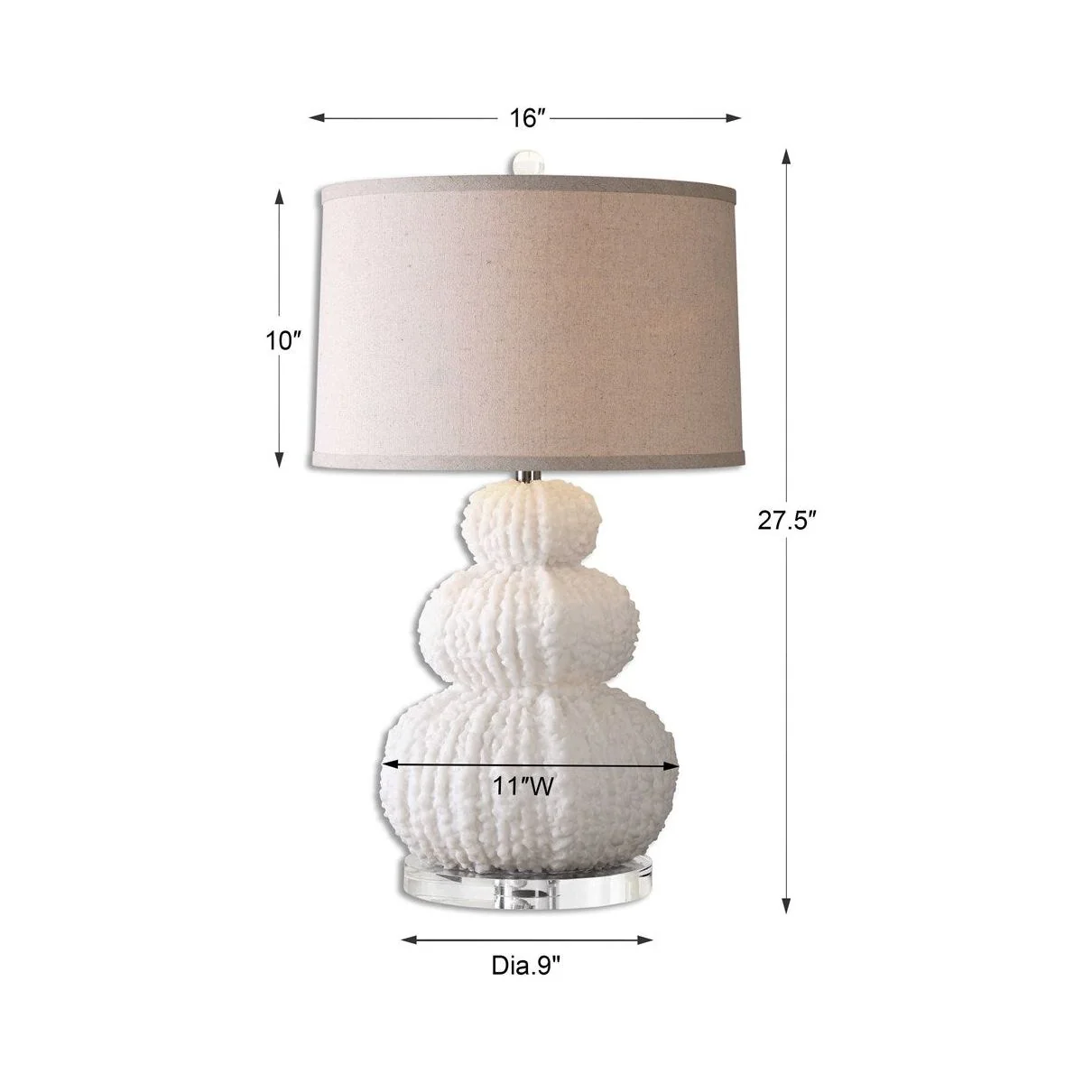 Uttermost Fontanne Ivory Textured Ceramic Table Lamp With Beige Linen Shade - Image 6