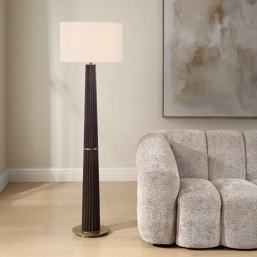 Uttermost Forage Dark Stained Oak Wood Floor Lamp