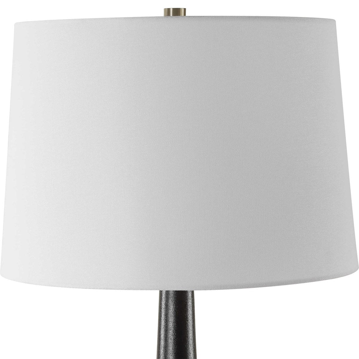 Uttermost Foster Textured Black Glaze Ceramic Table Lamp With White Linen Shade - Image 5