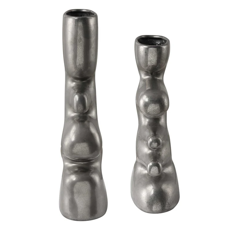 Uttermost Free Flowing Nickel Glaze Modern Set of 2 Vases - Image 5
