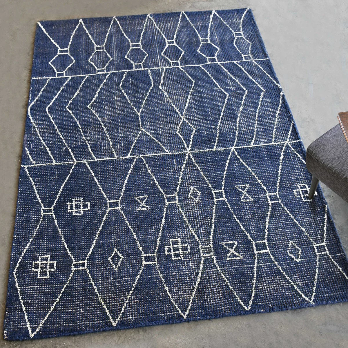 Uttermost Fressia Hand Woven Indigo Blue Wool Rug ~ 8' x 10' - Image 2