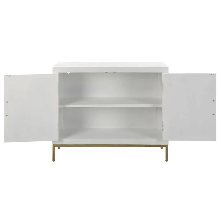 Uttermost Front Range White With Aged Gold Iron 2 Door Cabinet - Image 6