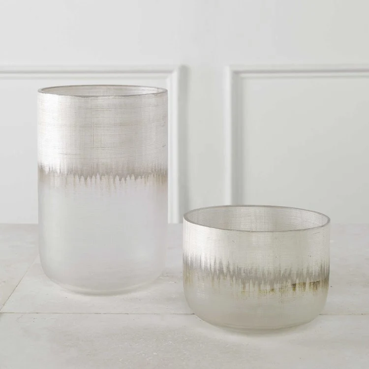 Uttermost Frost Etched Glass Set of 2 Vases