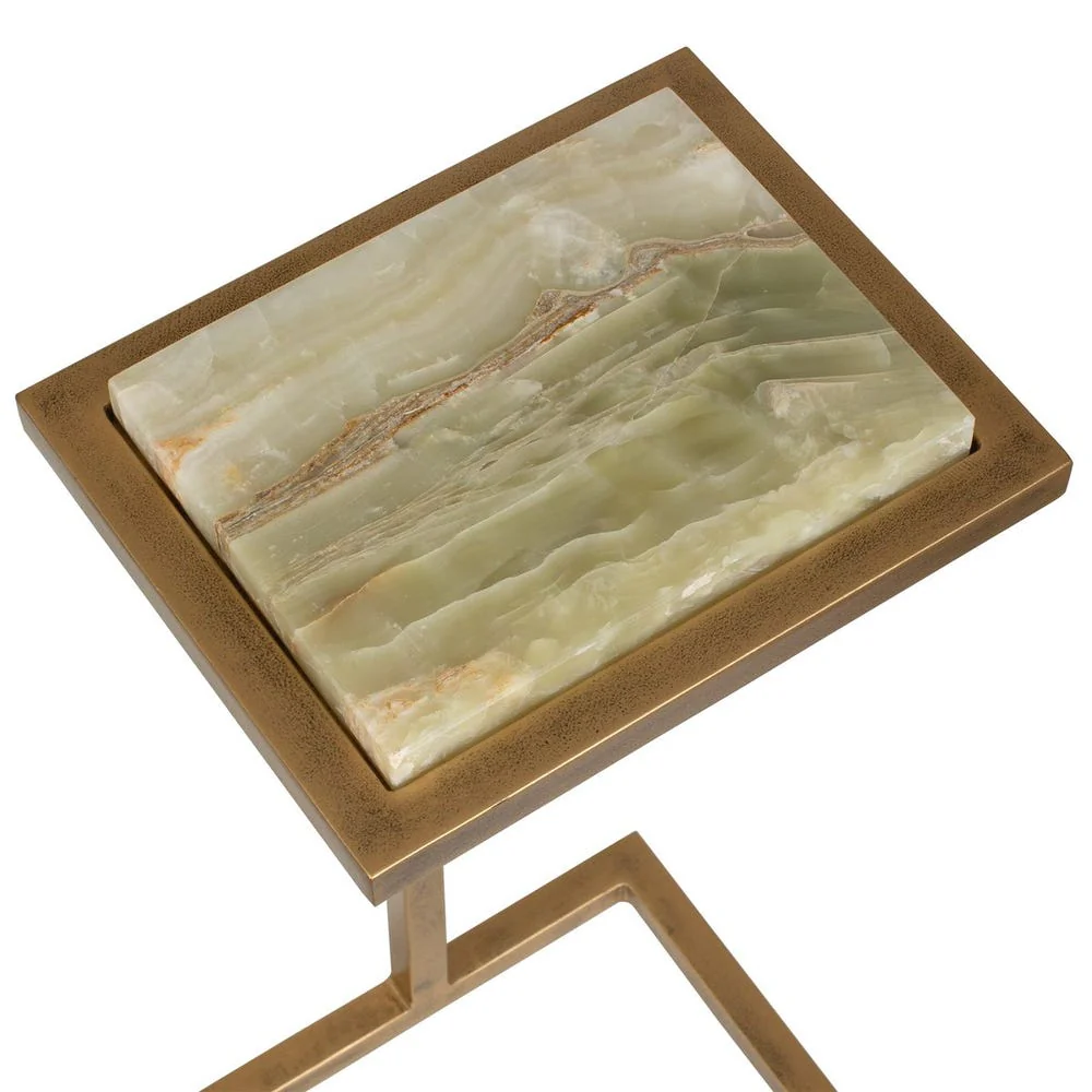 Uttermost Gamora Jade Green And Gold Marble Top Drink Table - Image 8