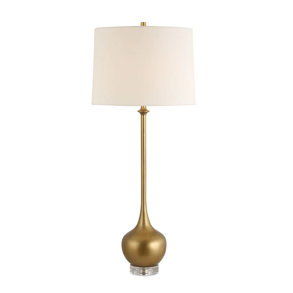 Uttermost Good As Gold Buffet Lamp With White Linen Shade - Image 3