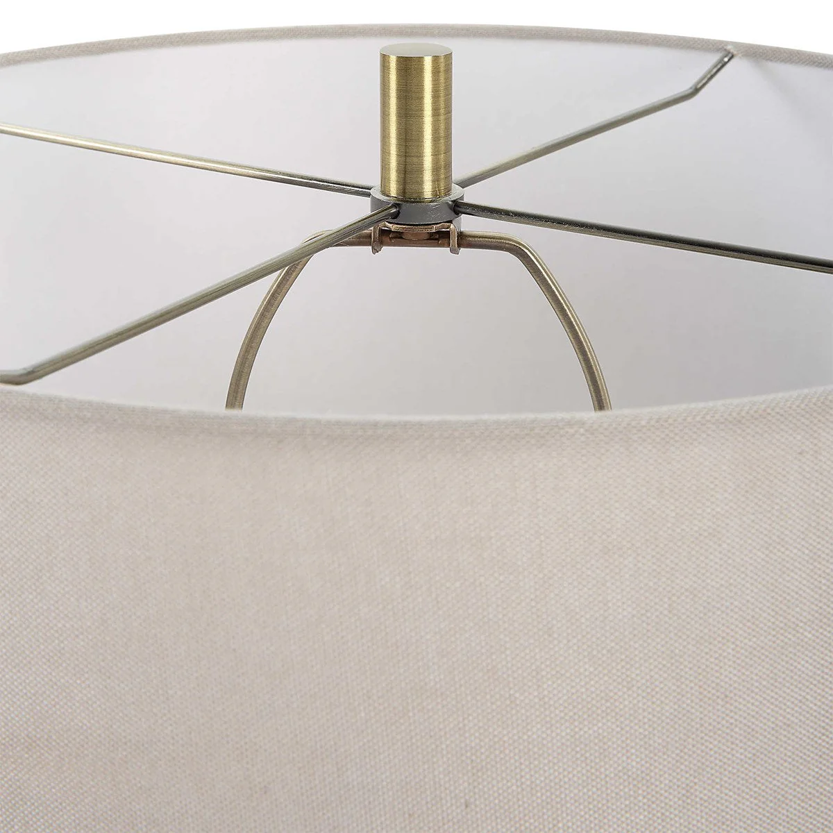 Uttermost Gorda Textured Bronze and Green Patina CeramicTable Lamp With Beige Linen Shade - Image 7