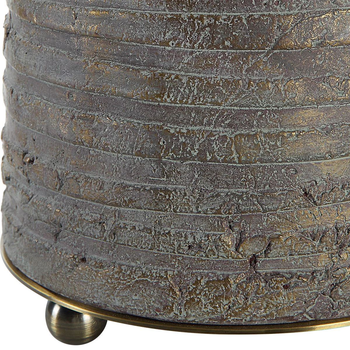 Uttermost Gorda Textured Bronze and Green Patina CeramicTable Lamp With Beige Linen Shade - Image 8