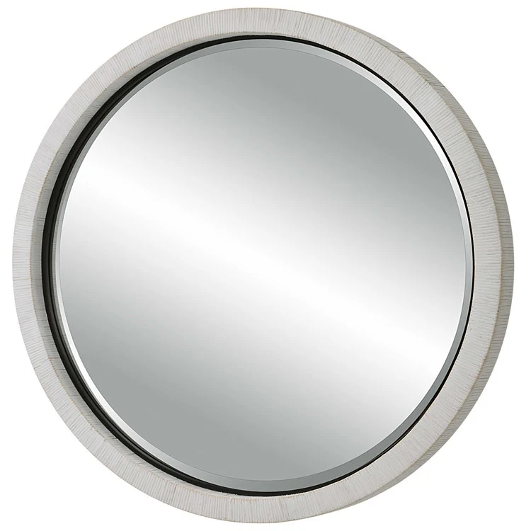 Uttermost Granada Whitewash Rattan Wrapped Round Mirror - Image 5