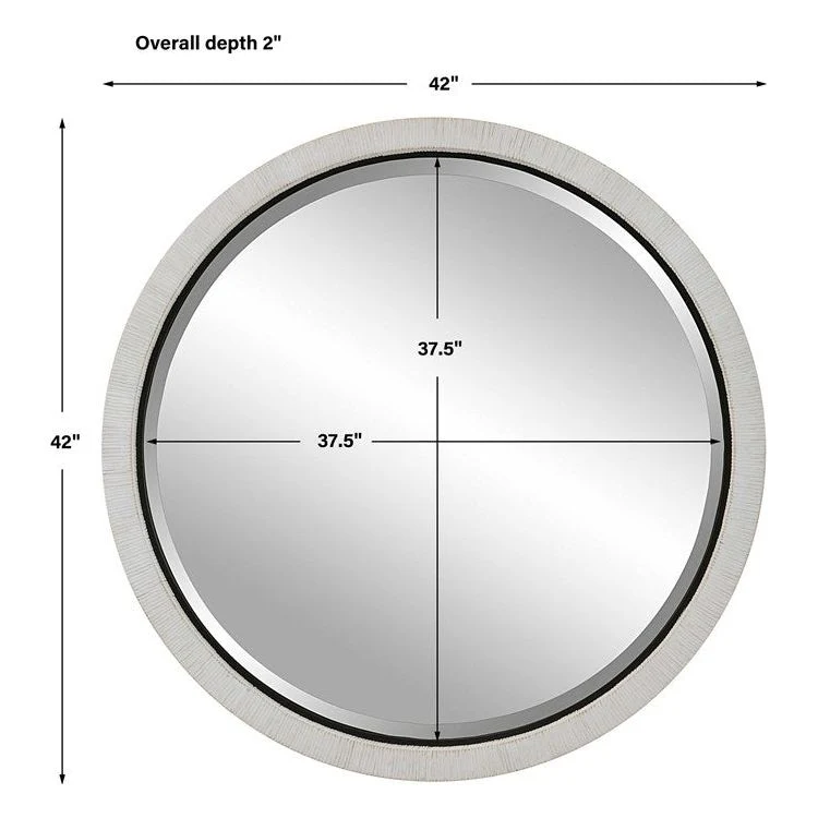 Uttermost Granada Whitewash Rattan Wrapped Round Mirror - Image 7