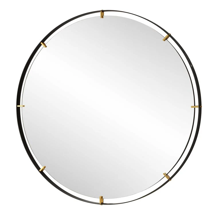 Uttermost Grand Pendulum Black Iron Large Round Mirror - Image 4