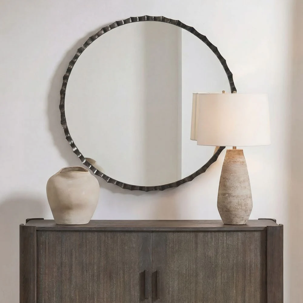 Uttermost Grander Charcoal Finished Round Mirror