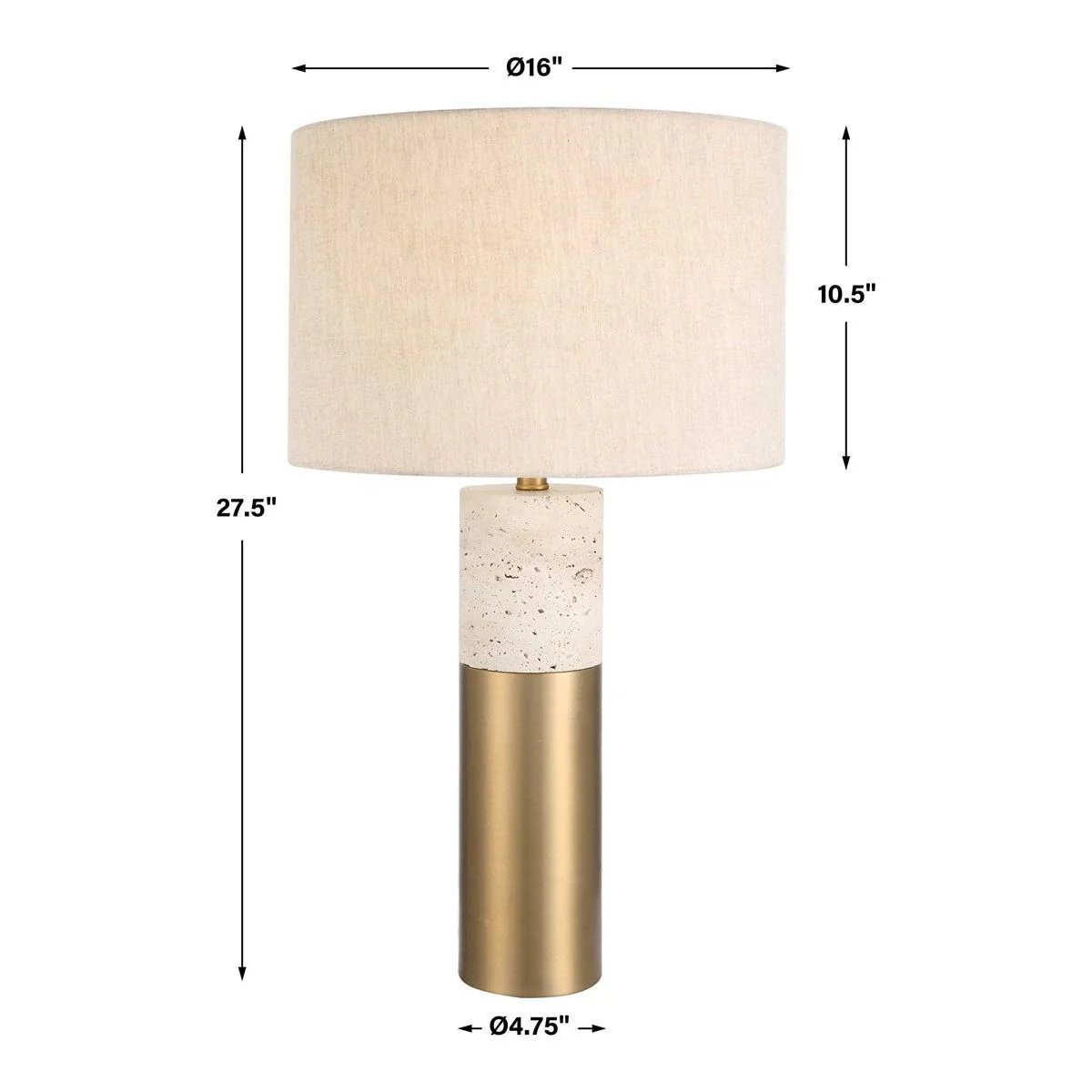 Uttermost Gravitas Ivory Stone and Brushed Brass Table Lamp With Beige Linen Shade - Image 4