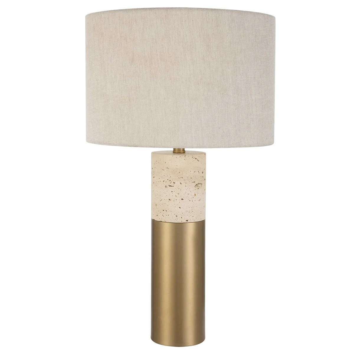 Uttermost Gravitas Ivory Stone and Brushed Brass Table Lamp With Beige Linen Shade - Image 6