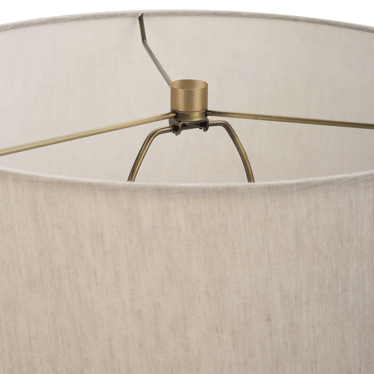 Uttermost Gravitas Ivory Stone and Brushed Brass Table Lamp With Beige Linen Shade - Image 7
