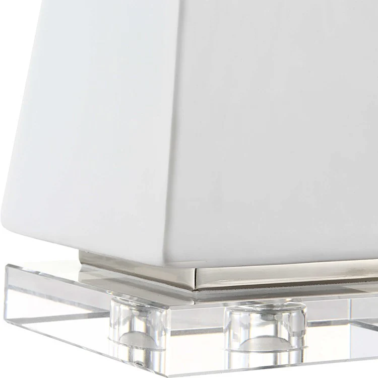 Uttermost Great Pyramids Chalk White Ceramic and Crystal Set of 2 Sculptures - Image 4