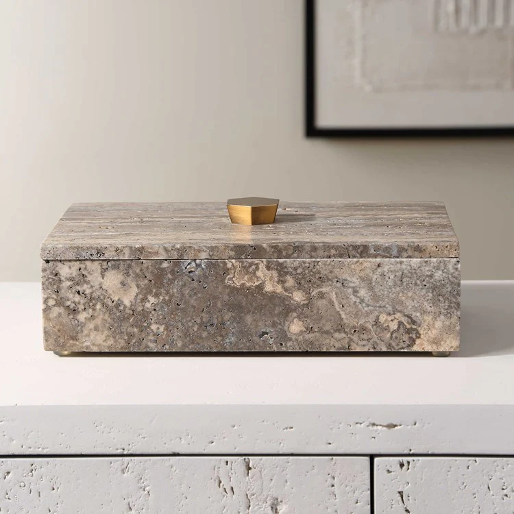 Uttermost Griseus Gray Travertine Decorative Box