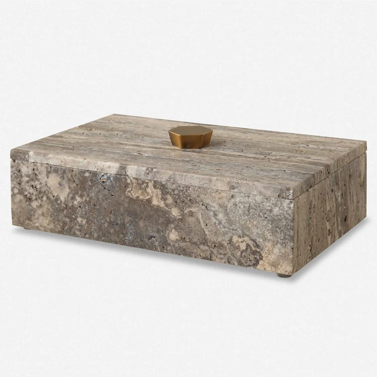 Uttermost Griseus Gray Travertine Decorative Box - Image 2