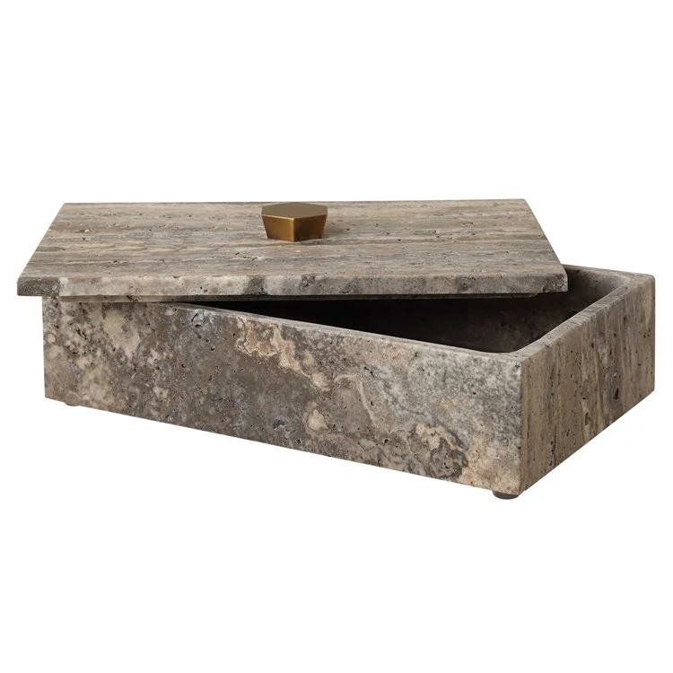 Uttermost Griseus Gray Travertine Decorative Box - Image 5