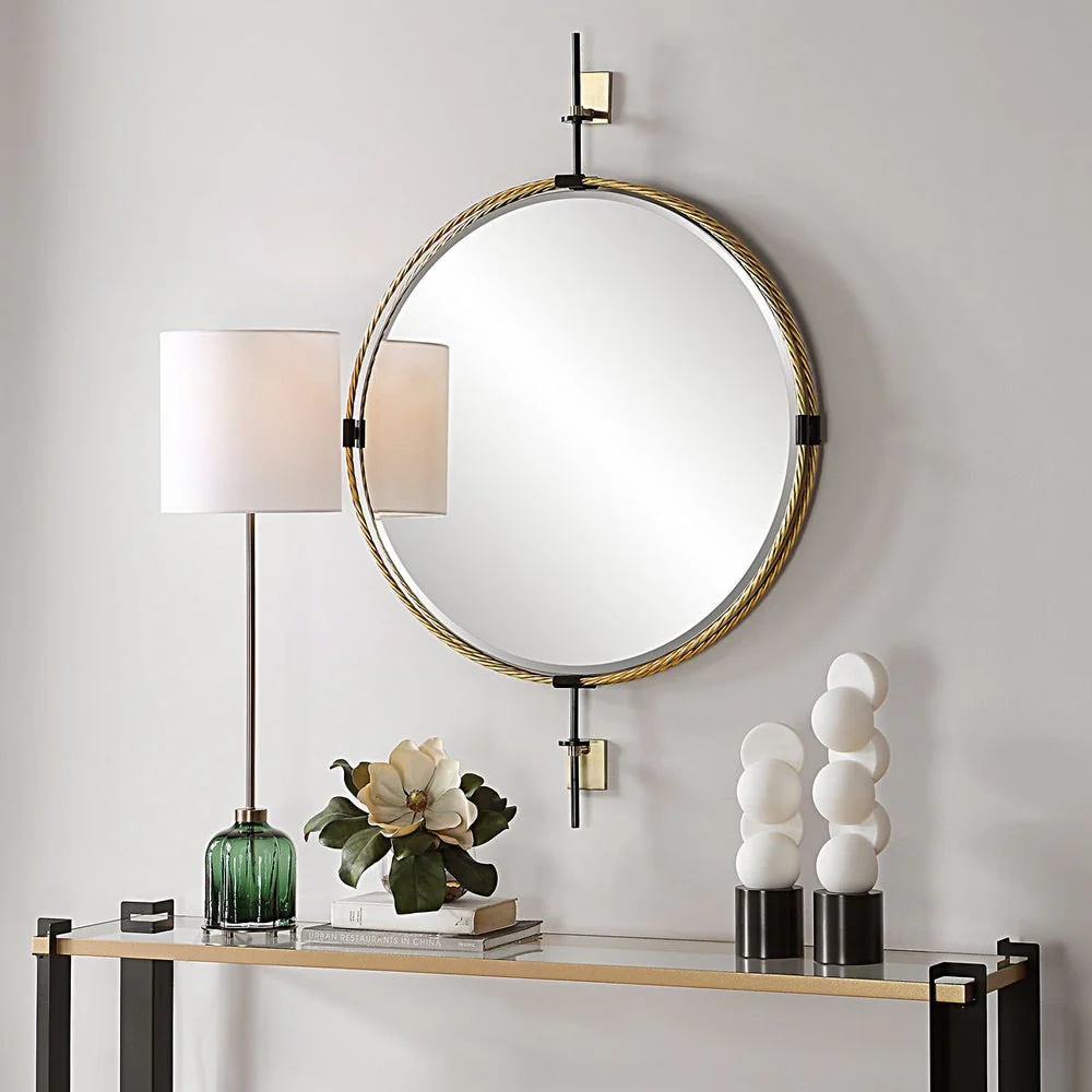 Uttermost Guardrail Twisted Iron Finished Frame Round Mirror - Image 2