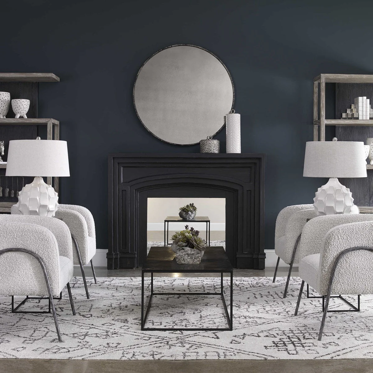 Uttermost Guerina Gloss White Scalloped Ceramic Table Lamp With Linen Shade - Image 2