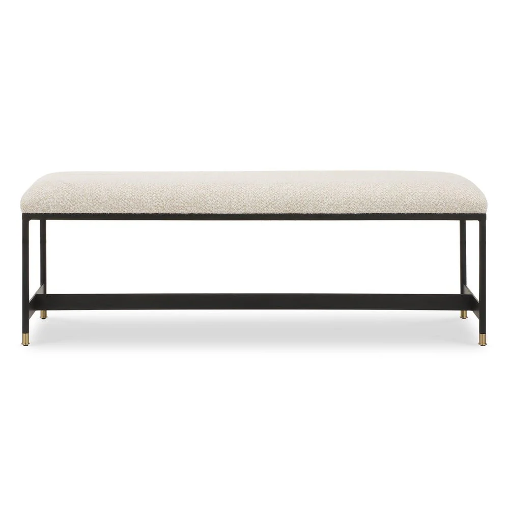 Uttermost Halston Off-White Upholstered Bench With Matte Black Iron Frame - Image 4