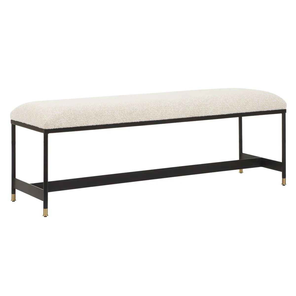 Uttermost Halston Off-White Upholstered Bench With Matte Black Iron Frame - Image 5