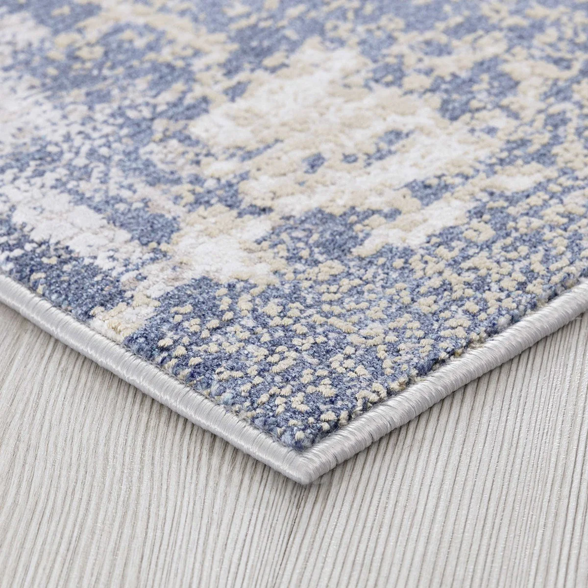 Uttermost Hamida Indigo Blue, Light Gray and Beige Modern Abstract Rug ~ 7'6" x 9'6" - Image 5