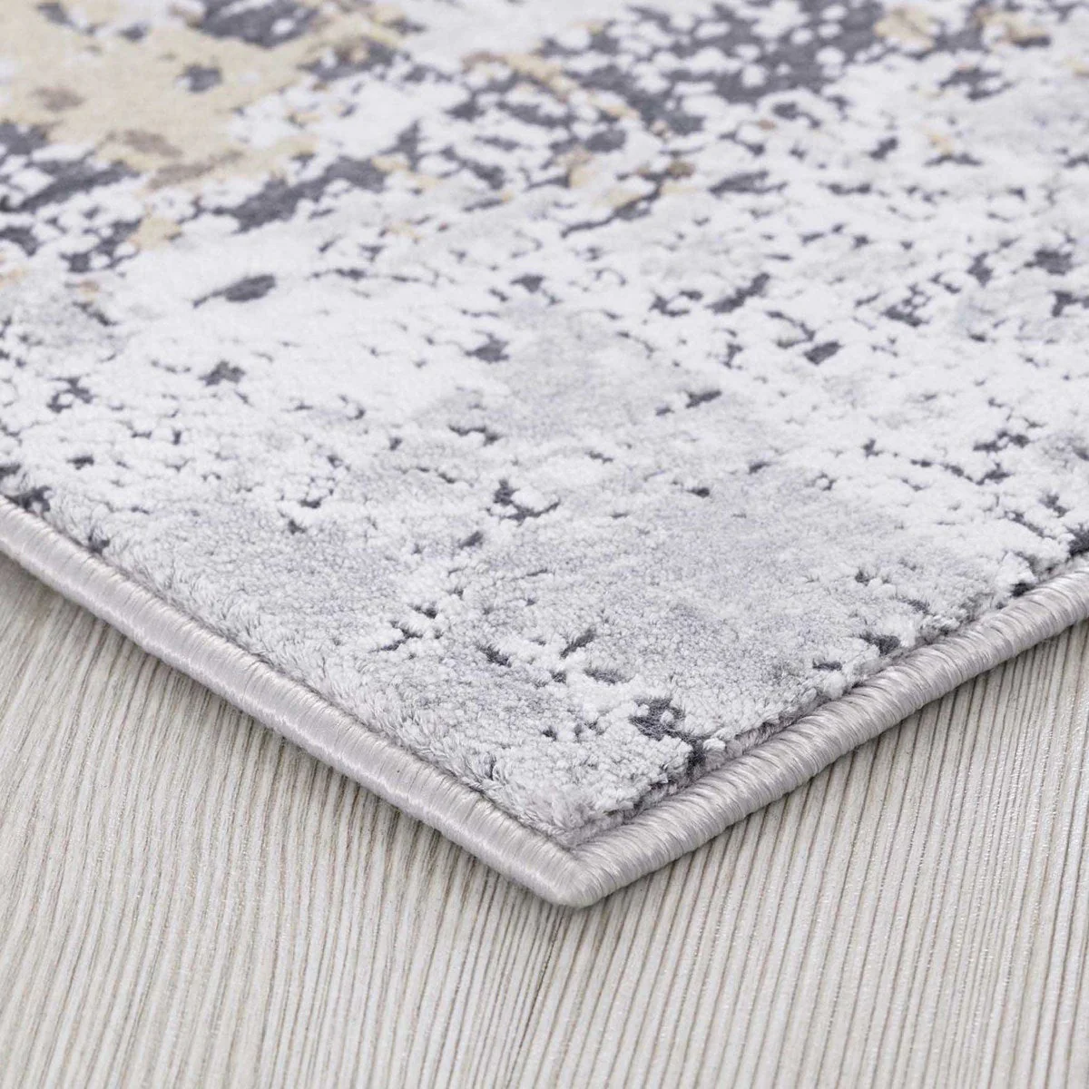 Uttermost Hampton Gray, Ivory, Taupe and Gold Modern Abstract Rug ~ 5'3" x 7'6" - Image 5