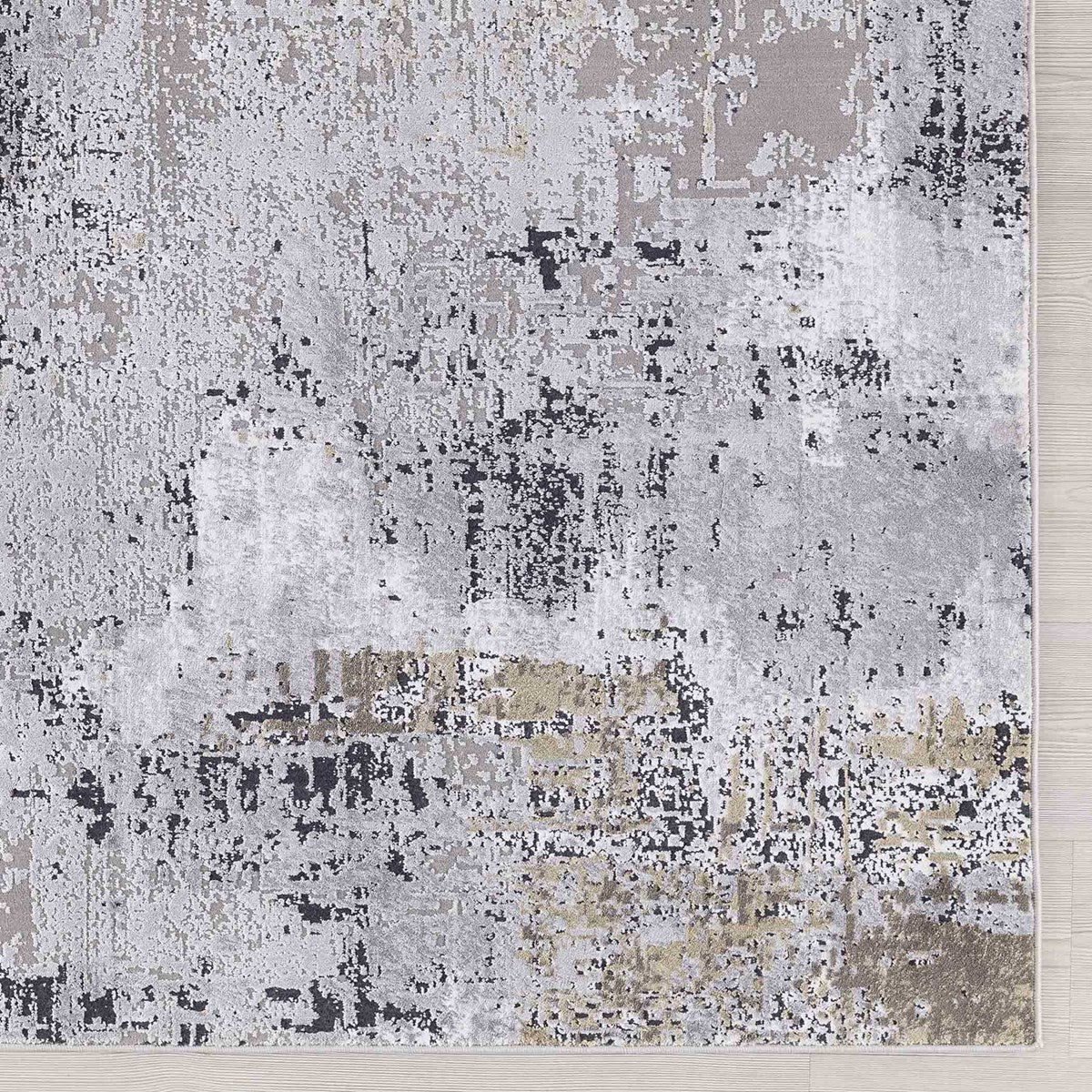 Uttermost Hampton Gray, Ivory, Taupe and Gold Modern Abstract Rug ~ 8'6" x 11'6" - Image 2
