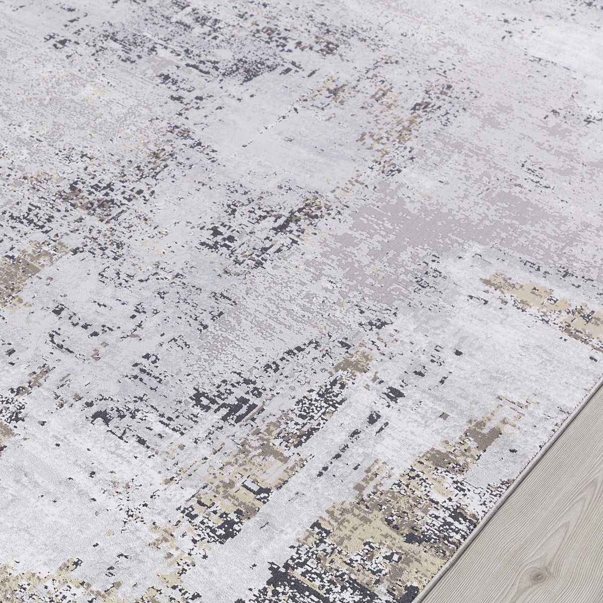 Uttermost Hampton Gray, Ivory, Taupe and Gold Modern Abstract Rug ~ 8'6" x 11'6" - Image 4
