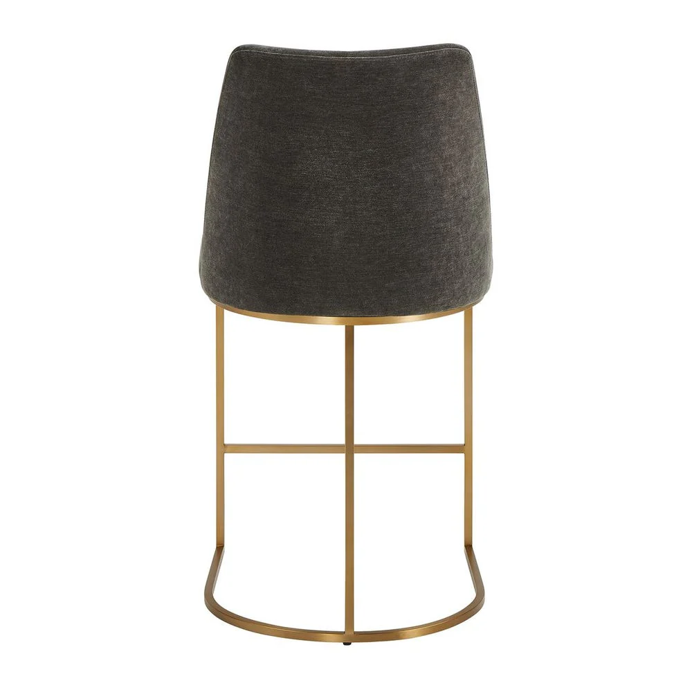 Uttermost Hanni Brass Counter Stool With Charcoal Velvet Cushioned Seat - Image 4