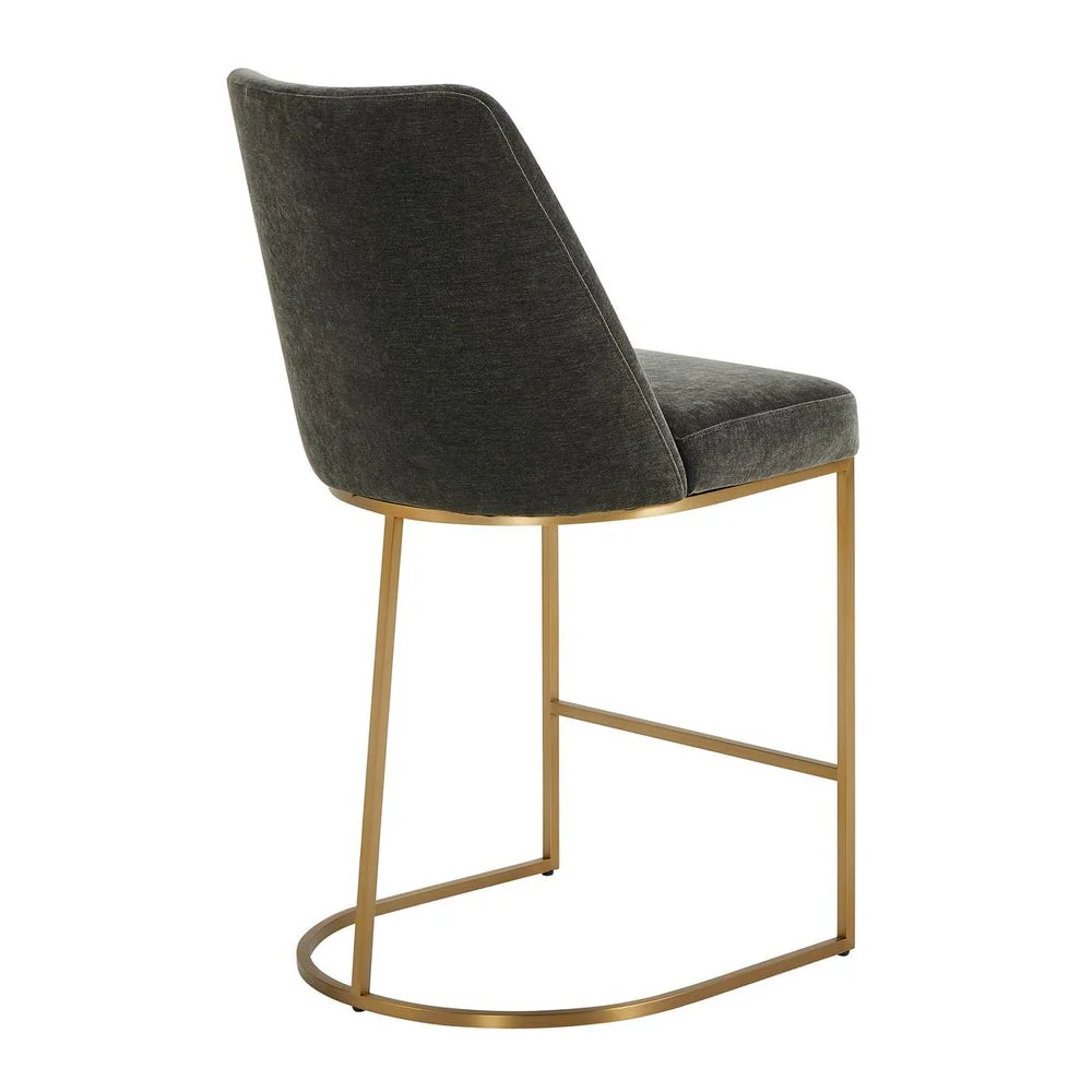 Uttermost Hanni Brass Counter Stool With Charcoal Velvet Cushioned Seat - Image 5