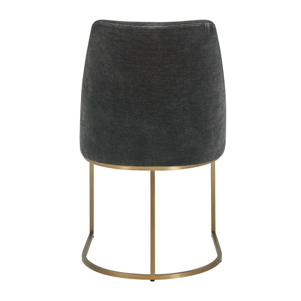 Uttermost Hanni Charcoal Velvet Dining Chair with Curved Steel Frame - Image 5