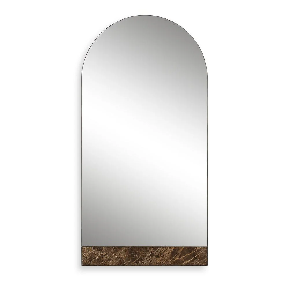 Uttermost Hanover Emperador Dark Bronze Iron and Brown Marble Arch Mirror - Image 3