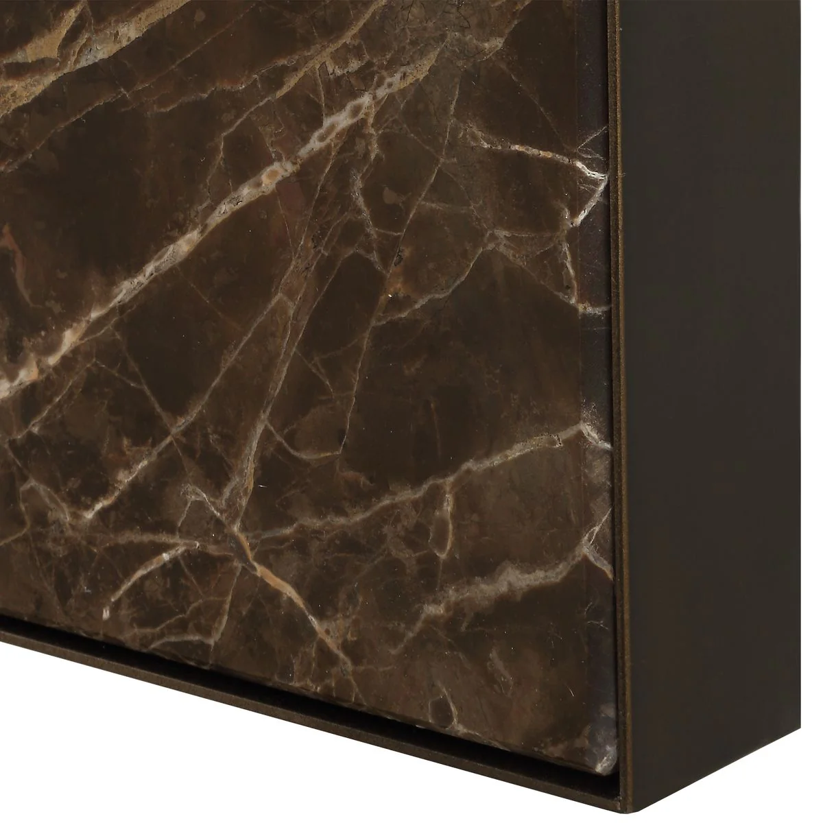 Uttermost Hanover Emperador Dark Bronze Iron and Brown Marble Arch Mirror - Image 4