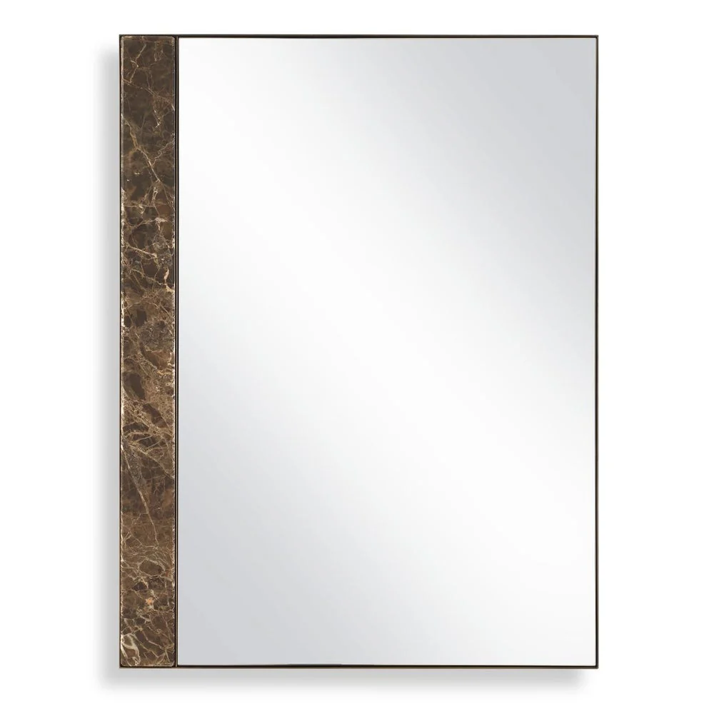 Uttermost Hanover Emperador Brown Marble Mirror With Golden Bronze Iron Frame - Image 3