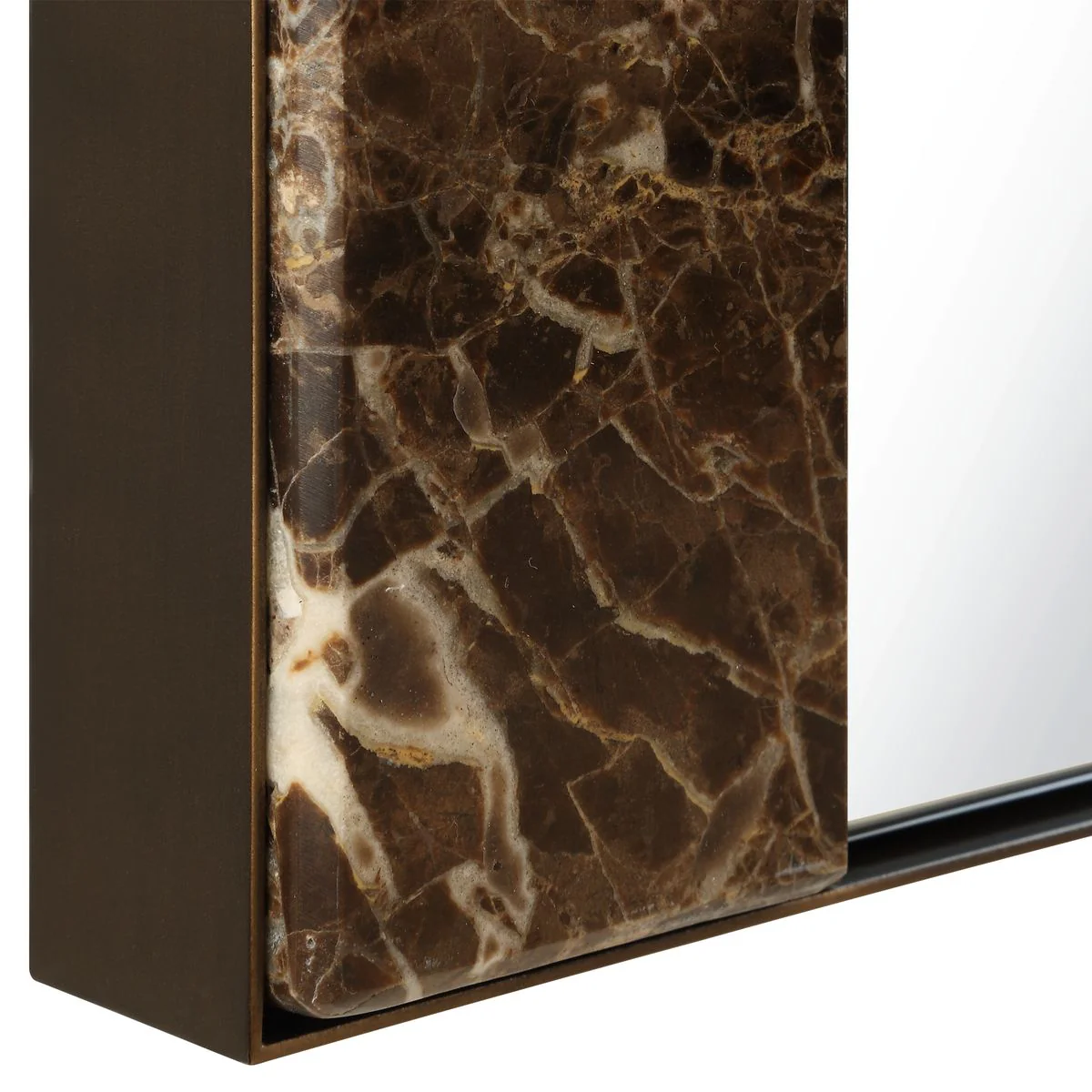 Uttermost Hanover Emperador Brown Marble Mirror With Golden Bronze Iron Frame - Image 5