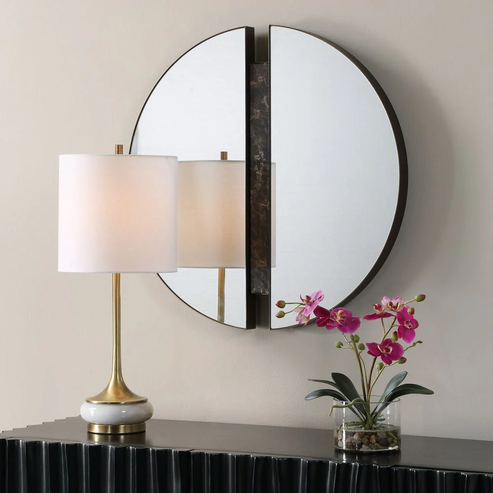 Uttermost Hanover Emperador Brown Marble Round Mirror - Image 2