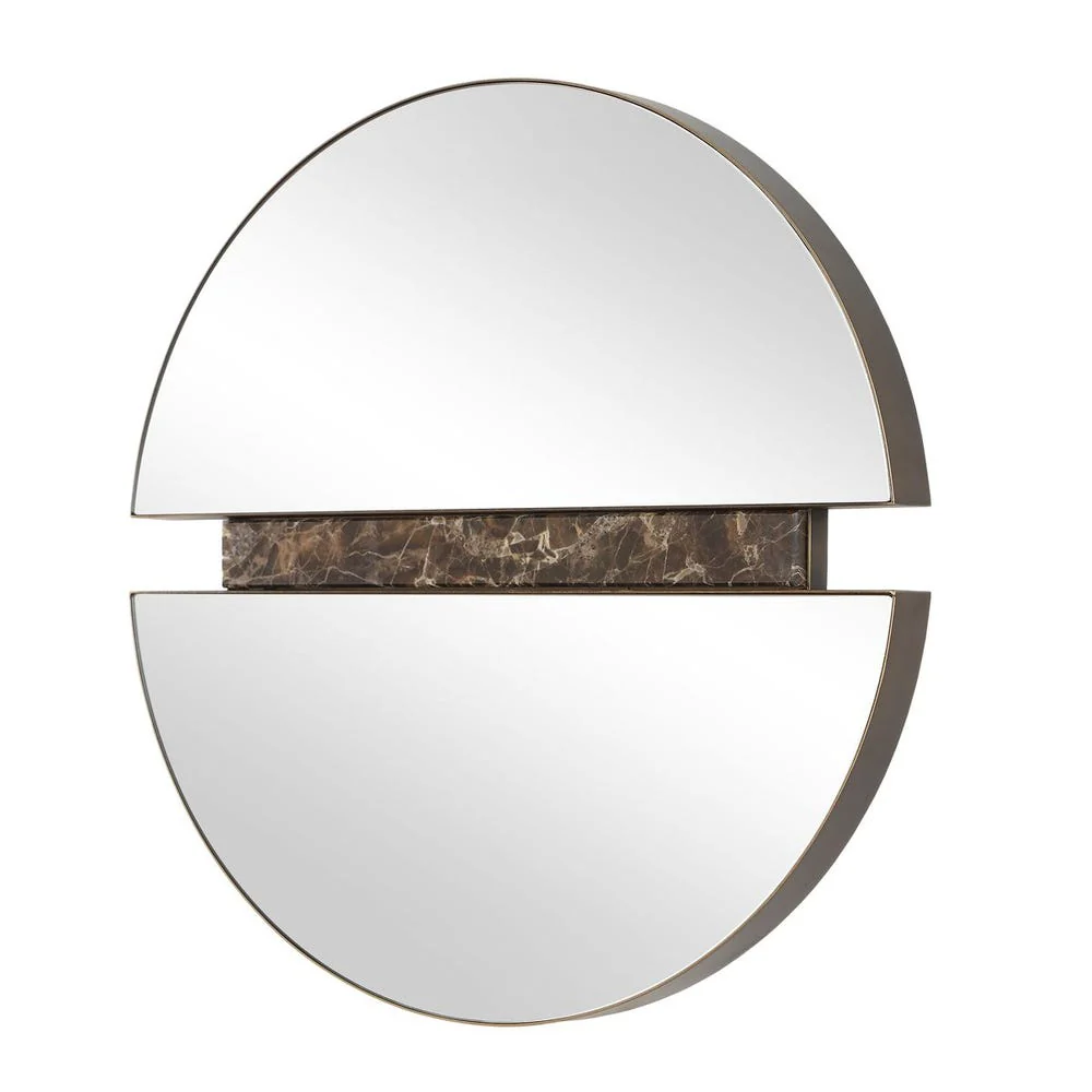 Uttermost Hanover Emperador Brown Marble Round Mirror - Image 4