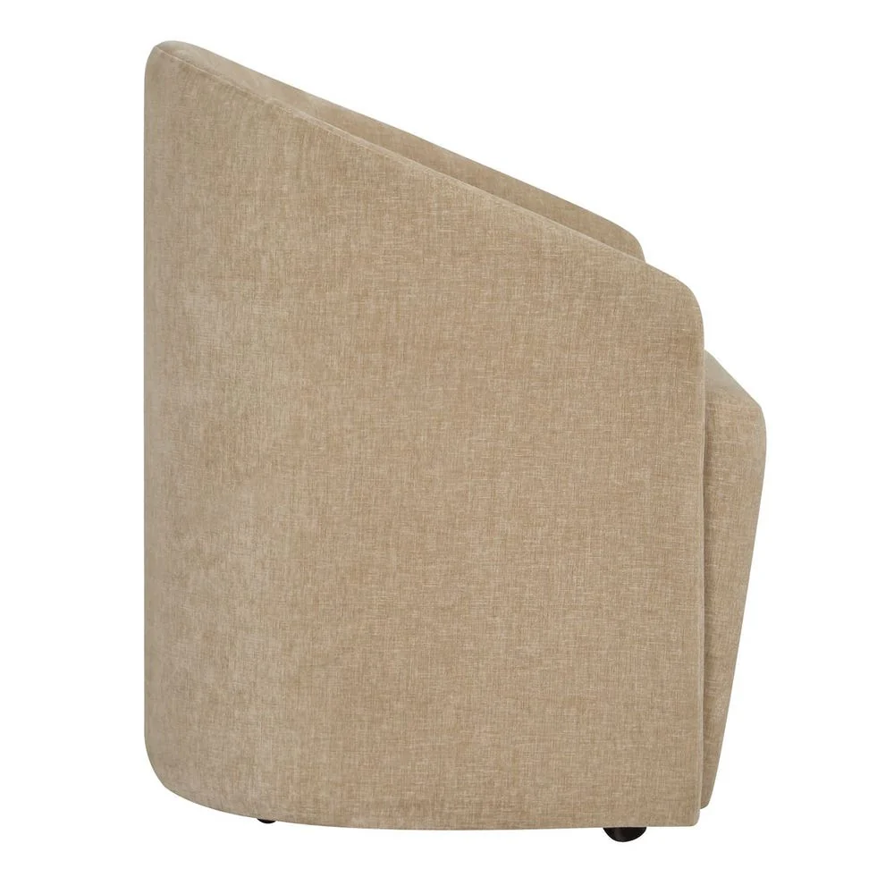 Uttermost Harbor Flax Velvet Barrel Back Dining Chair with Rolling Casters - Image 5