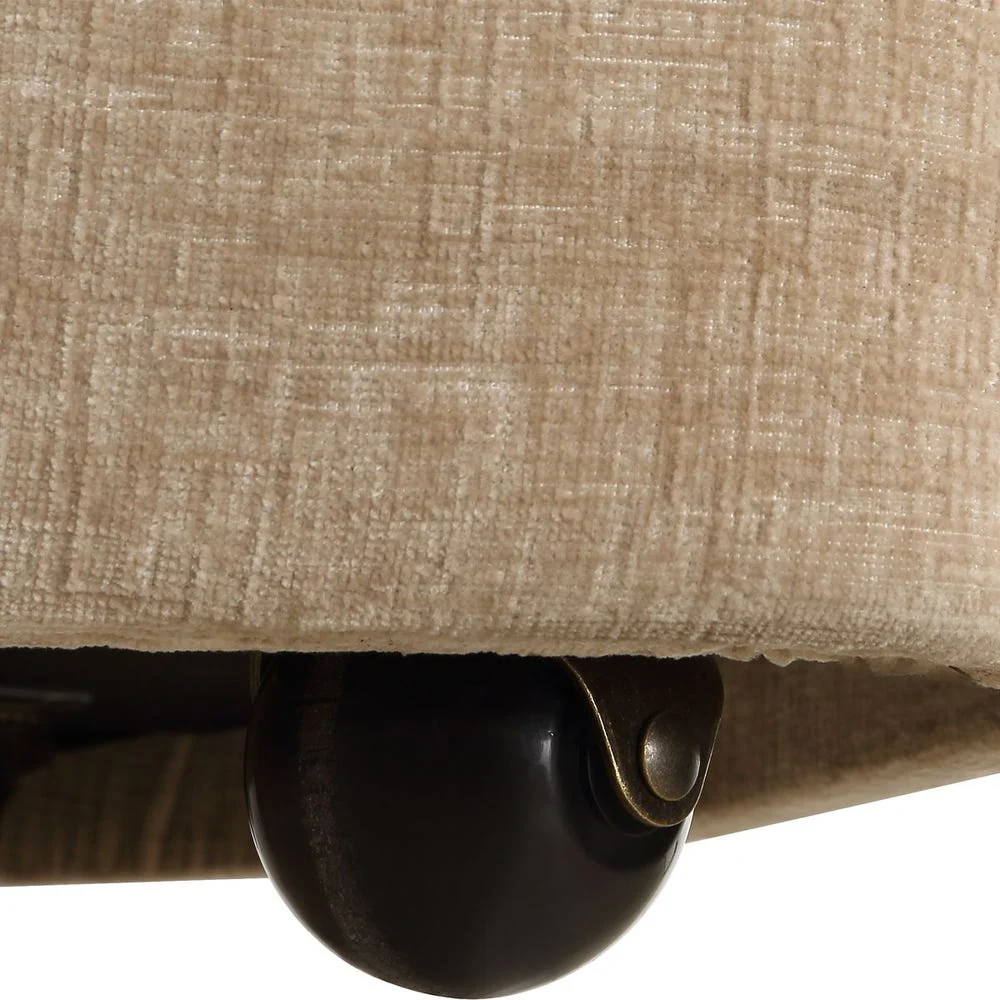 Uttermost Harbor Flax Velvet Barrel Back Dining Chair with Rolling Casters - Image 9