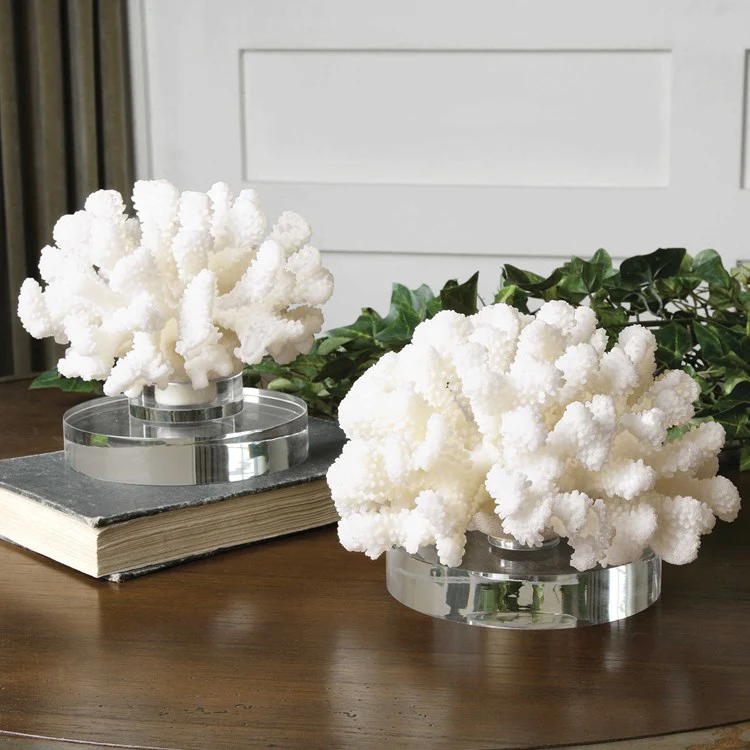 Uttermost Hard Coral and Crystal Set of 2 Sculptures - Image 3