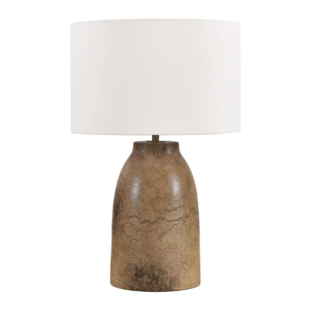 Uttermost Harris Organic Brown Table Lamp With A Warm White Linen Shade - Image 4