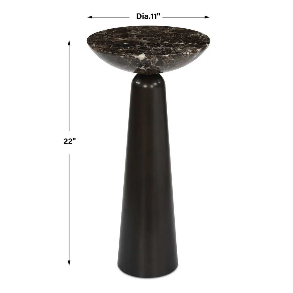 Uttermost Hastings Sleek Iron Accent Table With Brown Marble Surface - Image 6