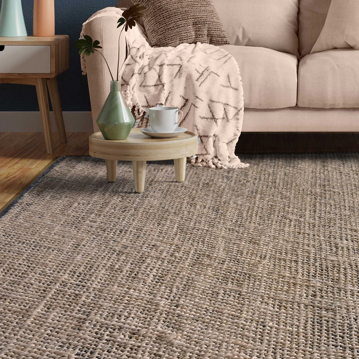 Uttermost Hayden Hand Woven Ivory and Blue Denim Jute Rug ~ 9' x 12'