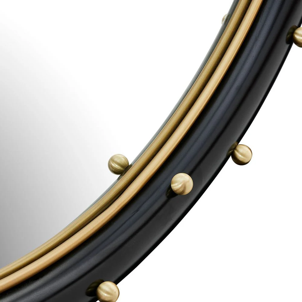 Uttermost Helia Matte Black And Brass Studs Round Mirror - Image 5