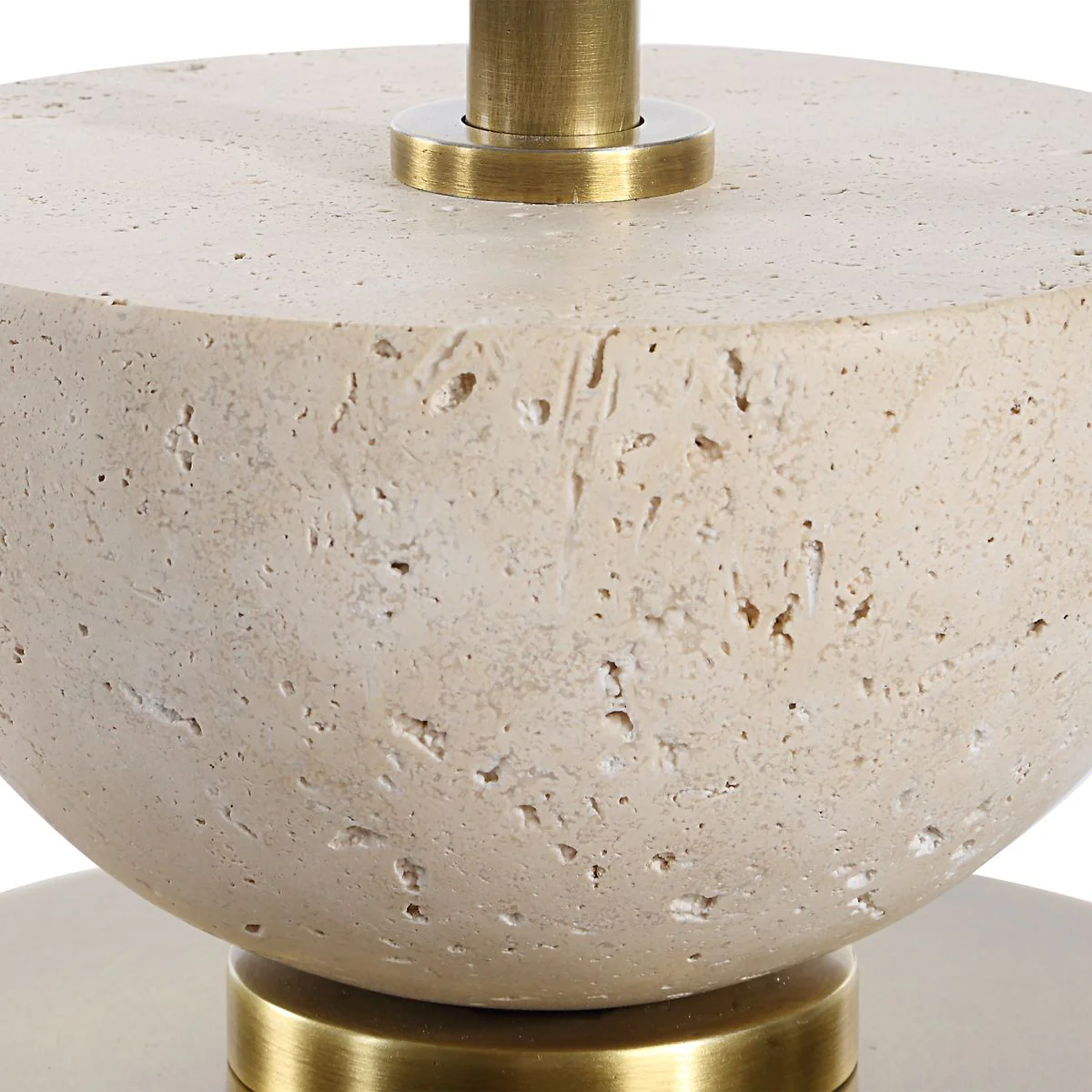 Uttermost Hemisphere Travertine with Brushed Brass Buffet Lamp - Image 4